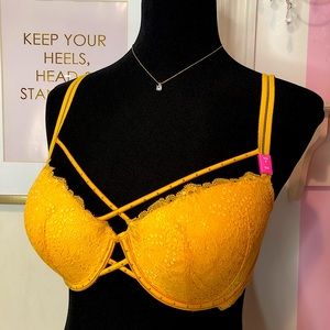 VS “PINK” Yellow Caged Push-up Bra